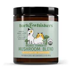 Dr. Mercola bouteille Bark & Whiskers avant montrant l'étiquette et bénéfice nutritionnel