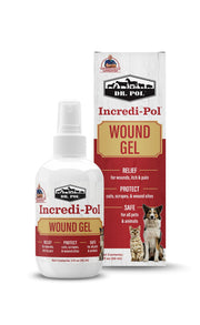 Dr. Pol Incredi-Pol gel emballage avant montrant flacon et étiquette, protection des plaies