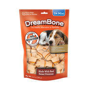 DreamBone emballage avant montrant mini-os patate douce et bénéfice sans rawhide