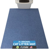 Drymate tapis face avant bleu montrant design et dimensions, solution anti-litière