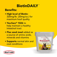 Durvet BIOTIN Daily pellets en main pour visualiser la taille et facilité de dosage