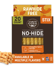 Earth Animal emballage avant montrant 20 Stix pumpkin spice et information produit