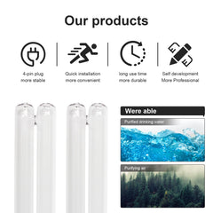 Earthtec tube UV 36W posé sur règle pour vérifier la longueur 16,4 pouces
