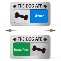 Plaque EliteSign vue avant montrant design THE DOG ATE et lisibilité immédiate