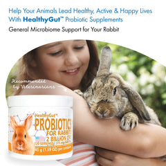 Equa Holistics poudre saupoudrée sur nourriture de lapin, facilite administration quotidienne
