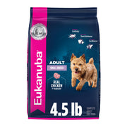 Eukanuba emballage avant petite race montrant la formulation complète