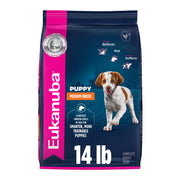 Eukanuba emballage avant montrant sac 14 lb et bénéfice nutritionnel