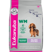 Eukanuba emballage avant montrant formule gestion de poids pour petit chien