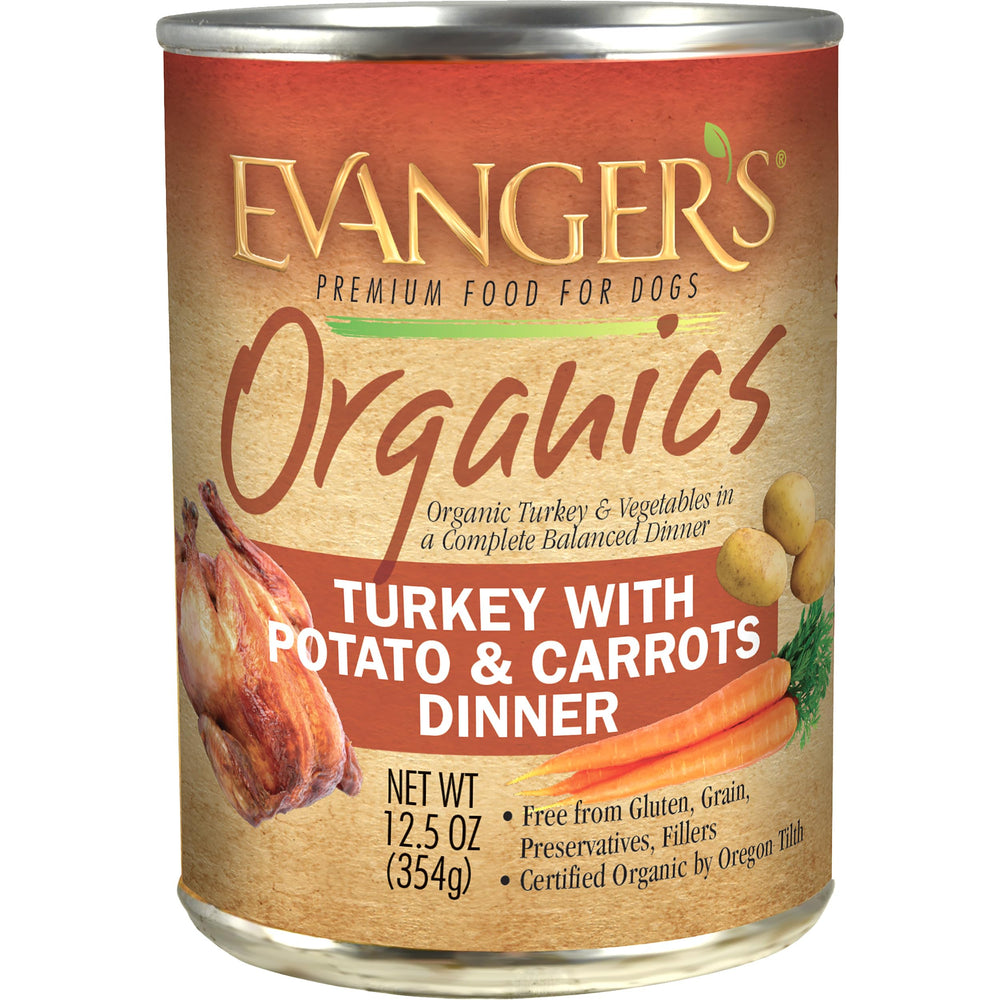 Evanger's boîte devant montrant la recette bio et appétence