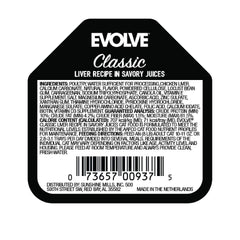 Evolve étiquette lisible avec ingrédients et informations nutritionnelles claires
