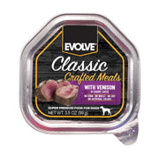 Evolve boîte venaison en vue avant montrant l'étiquette claire et l'attrait du produit