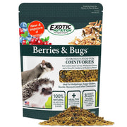 Exotic Nutrition sac Berries & Bugs 3 lb montrant l'emballage refermable et l'information produit