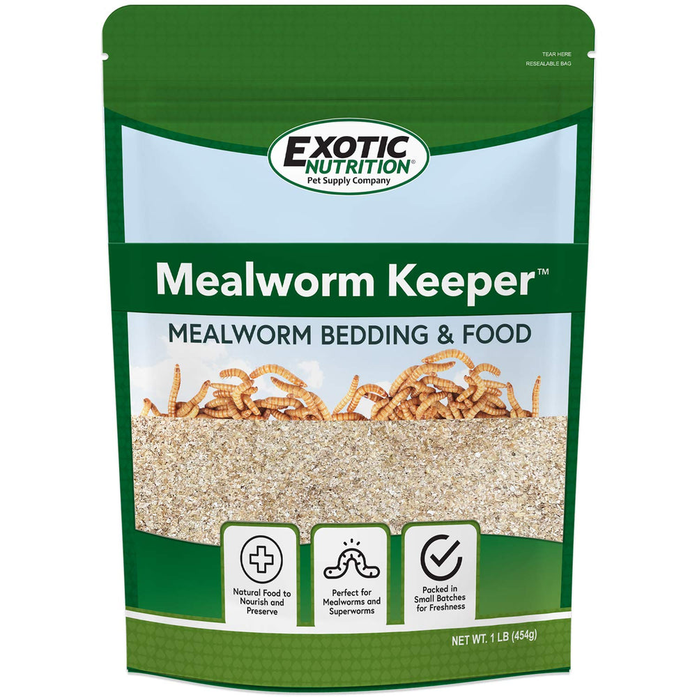 Exotic Nutrition emballage avant du Mealworm Keeper montrant l'intérêt pratique