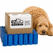 EZ PICK UP emballage avant montrant 50 rouleaux et 1000 sacs, utile pour stockage