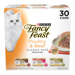 Fancy Feast boîte face montrant l’emballage et facilitation du service