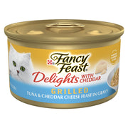 Fancy Feast boîte devant montrant l'étiquette et l'appétence
