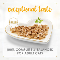 Purina Fancy Feast boîte ouverte révélant morceaux en sauce pour appétit accru