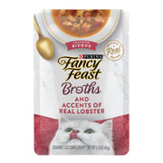 Fancy Feast face de la boîte montrant le topper et bénéfice pratique