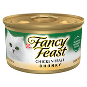 Fancy Feast face avant boîte 85 g montrant emballage appétissant