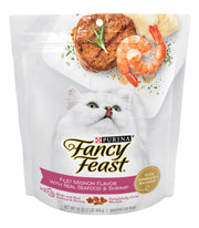 Fancy Feast face avant du paquet montrant ingrédients et bénéfices