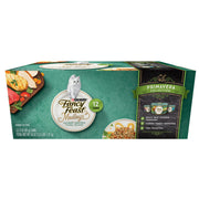 Fancy Feast pack 24 boîtes devant montrant l'assortiment et facilitant le choix
