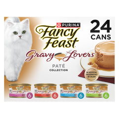 Fancy Feast packaging avant montrant pack varié et attractivité