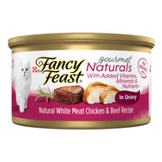Fancy Feast face de la boîte montrant l’étiquette naturelle et l’avantage qualité