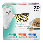 Fancy Feast Purina face avant du pack 30 boîtes, pratique pour stocker