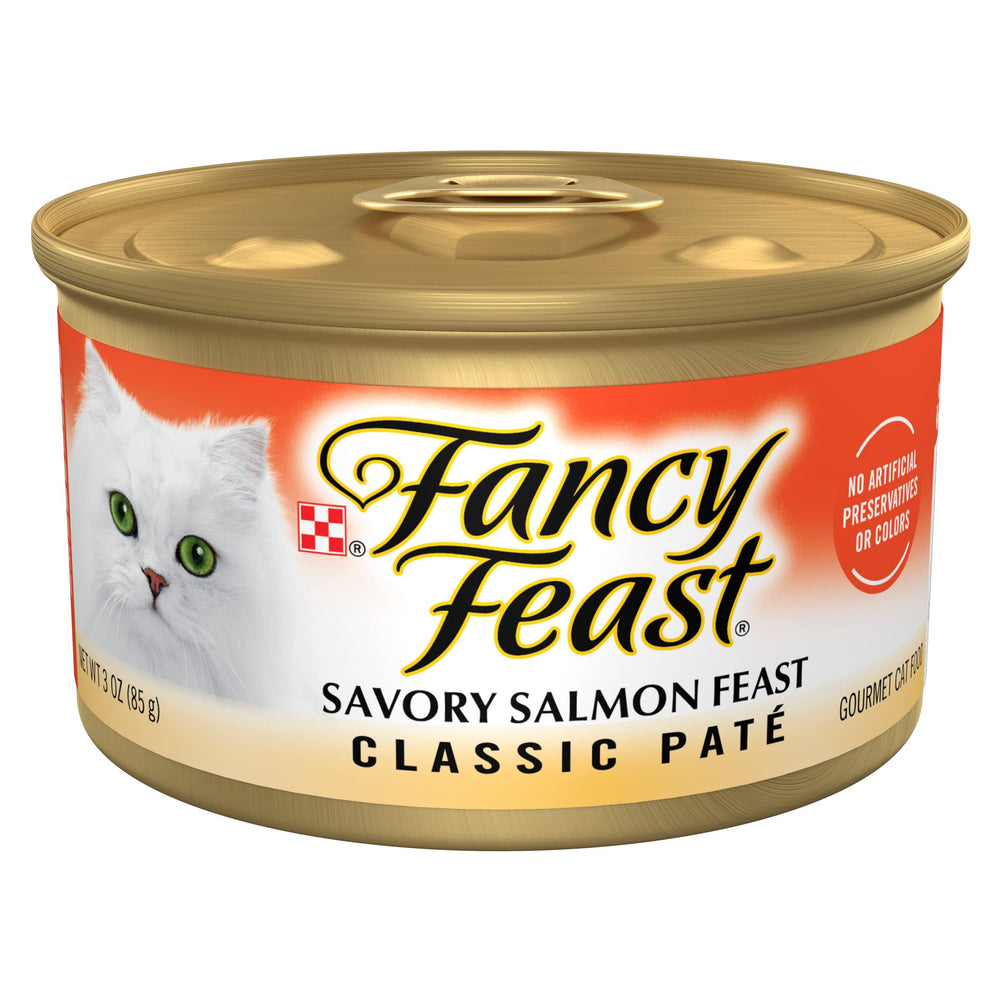 Fancy Feast visage de la boîte montrant l'étiquette et l'appétence