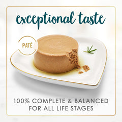 Fancy Feast gros plan sur la texture pâté lisse, facilite la prise alimentaire