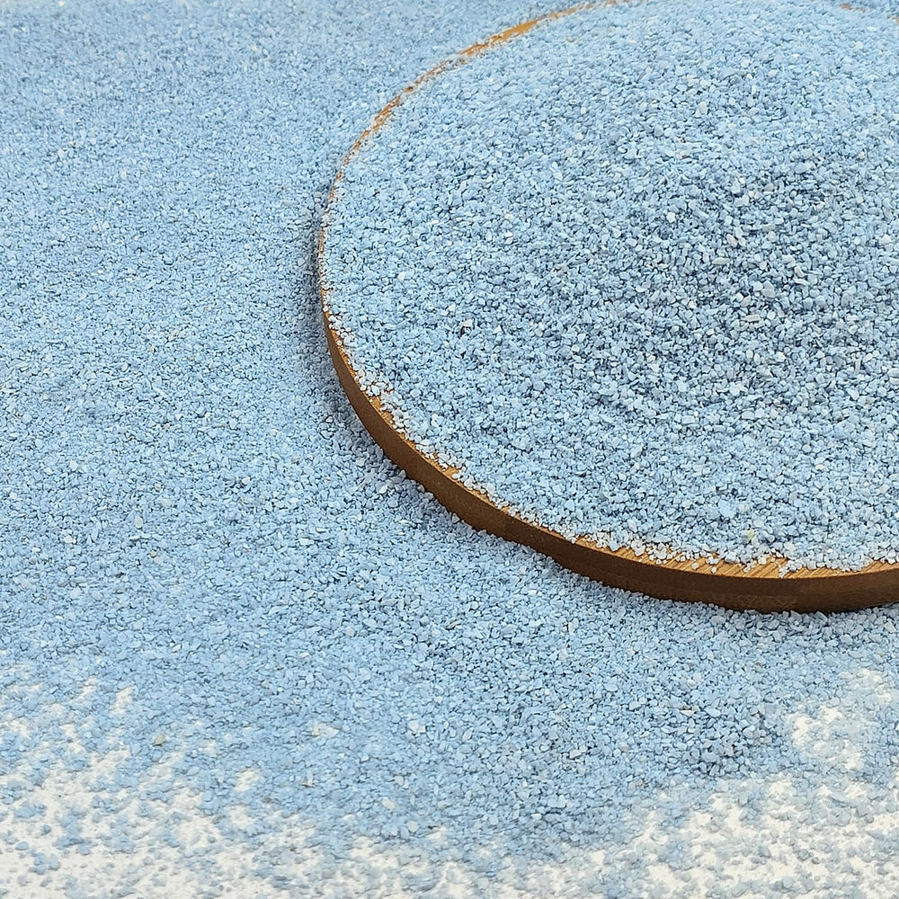 FANTIAN emballage 5 lbs montrant le sable bleu prêt à l'emploi, praticité