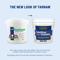 Gros plan des granules SandClear Farnam illustrant la texture appétente et facile à mélanger