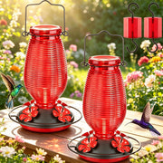 FEED GARDEN mangeoire verre face avant rouge attirant colibris