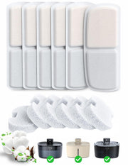 FEELNEEDY packaging devant montrant lot de 6 filtres et éponges, garantie de remplacement pratique