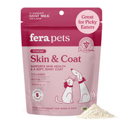 Fera Pets emballage avant montrant le produit et bénéfice d'entretien du pelage