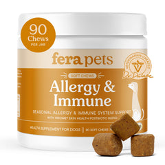 Fera Pets emballage avant montrant 90 mastics et informations produit, confiance
