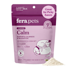 Fera Pets emballage face du topper au lait de chèvre pour apaiser chiens et chats