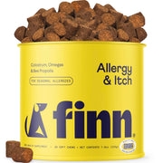 Finn boîte de friandises Allergy & Itch montrant le conditionnement pratique