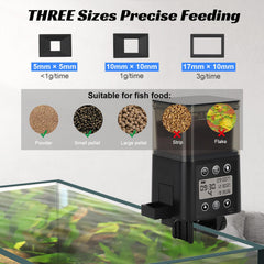 fishkeeper écran LCD lisible affichant heures, portions et niveau batterie