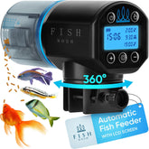 FISHNOSH vue de face du distributeur bleu montrant le panneau de commande, facilite la programmation