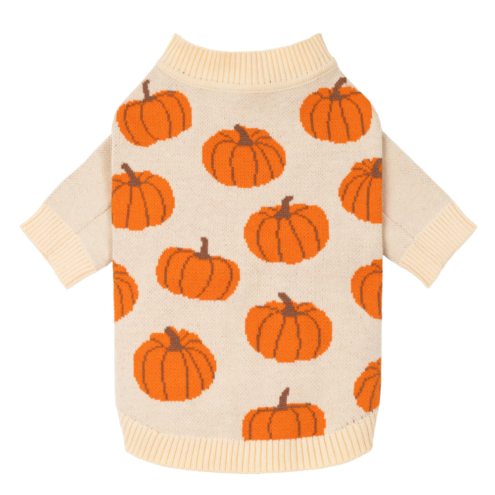Fitwarm pull citrouille face montrant coupe ajustée et confort