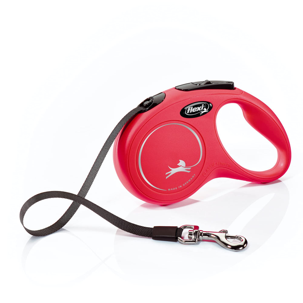 FLEXI laisse Classic Tape rouge vue de face, tenue sûre pour promenades