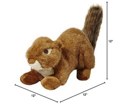 Fluff & Tuff Red Squirrel à côté d'un objet pour comparer la taille 12 pouces