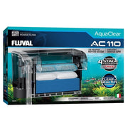 Fluval AC110 vue avant montrant boîtier compact et accès médias, facilite l'entretien