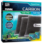 Fluval emballage avant montrant lot de 3 et compatibilité AC70/AC110 bénéfice clarté