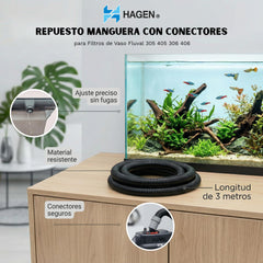 Fluval gros plan sur le rainurage de la durite pour meilleure résistance