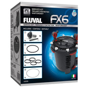 Fluval vue avant du kit service avec pièces et emballage, facilite la maintenance