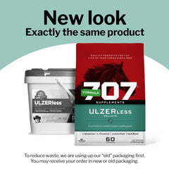 Zoom sur la poudre ULZERless Formula 707 montrant texture et mélange apaisant