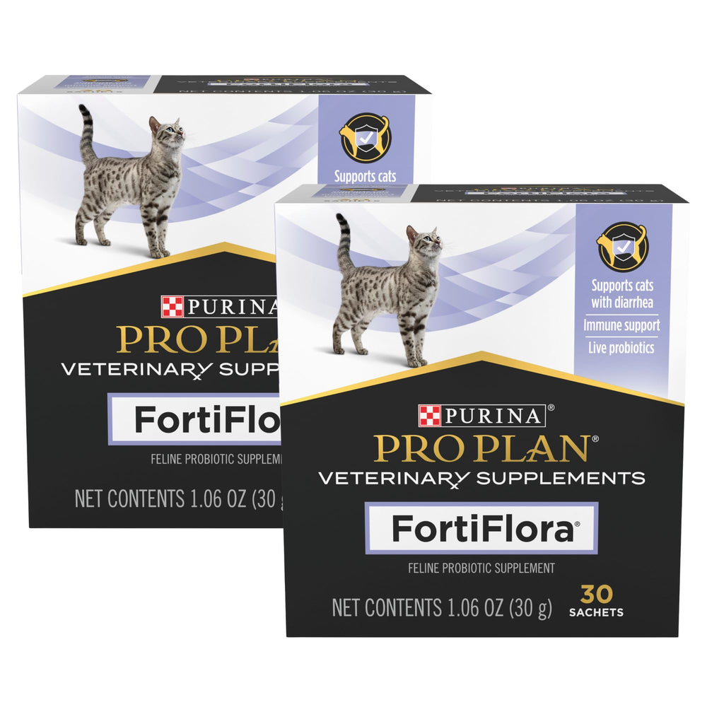 Fortiflora Purina Pro Plan boîte avant montrant sachets pour facilité d'administration