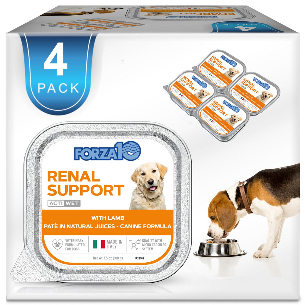 Forza10 face de l'emballage au goût agneau montrant le format 4 x 99 g et la praticité